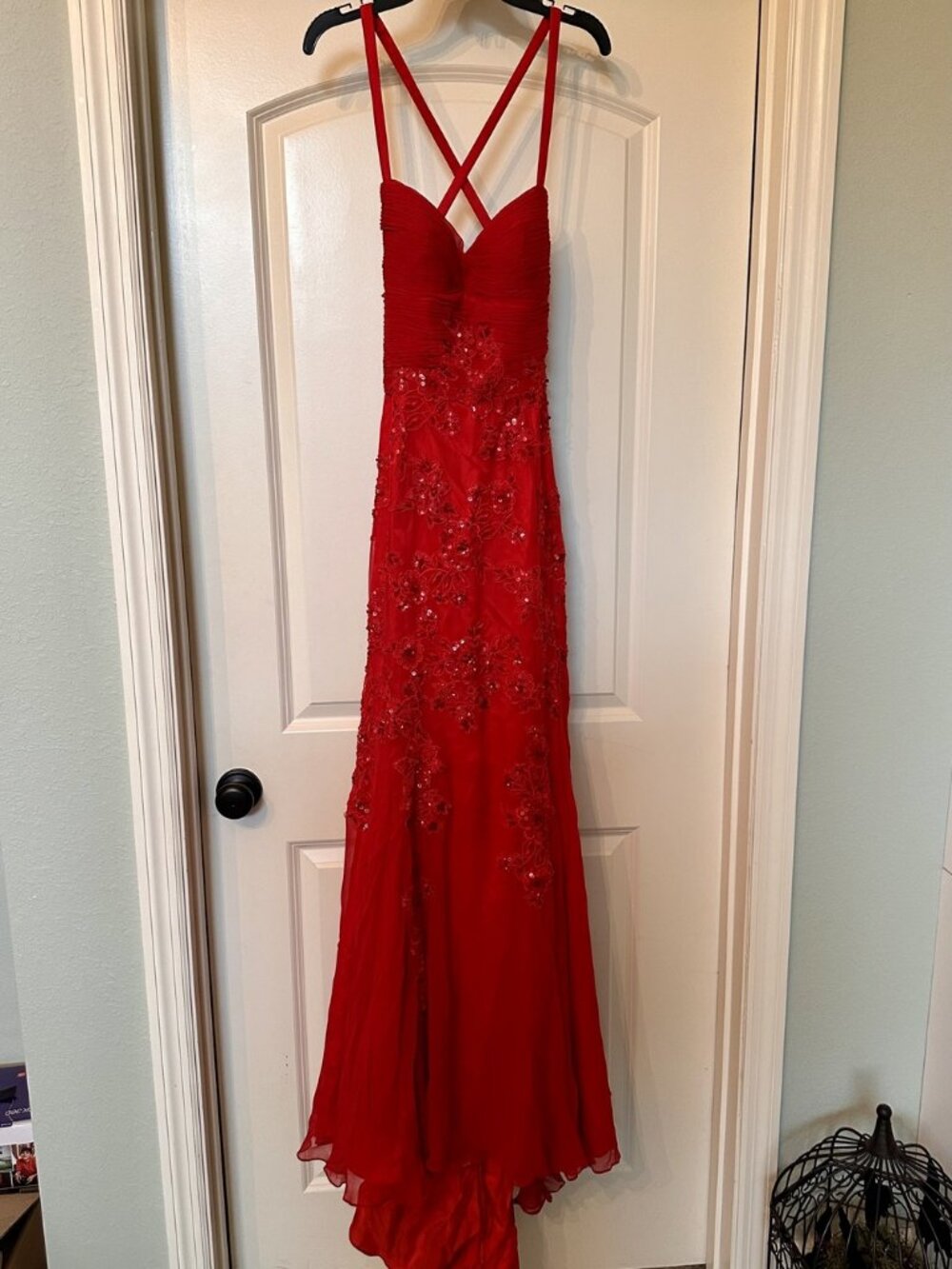 Jovani - Red Embellished Strappy Formal Dress - Great condition!